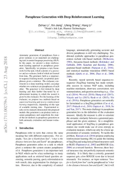 Paraphrase Generation with Deep Reinforcement Learning