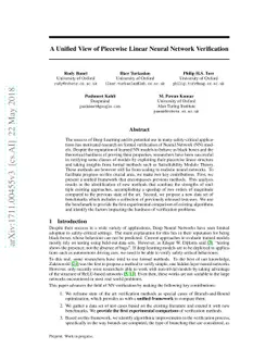 A Unified View of Piecewise Linear Neural Network Verification