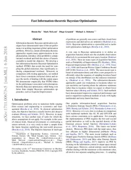 Fast Information-theoretic Bayesian Optimisation
