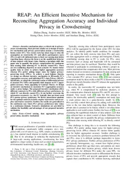 REAP: An Efficient Incentive Mechanism for Reconciling Aggregation
  Accuracy and Individual Privacy in Crowdsensing