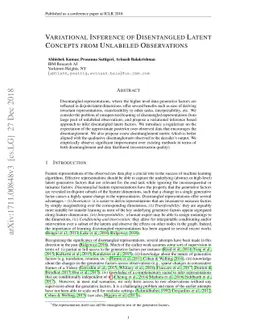 Variational Inference of Disentangled Latent Concepts from Unlabeled
  Observations