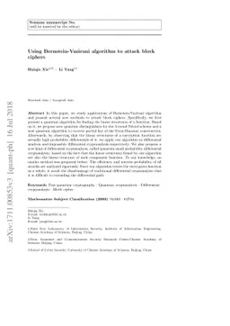 Using Bernstein-Vazirani Algorithm to Attack Block Ciphers