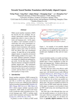 Towards Neural Machine Translation with Partially Aligned Corpora