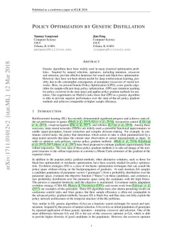 Policy Optimization by Genetic Distillation