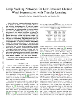 Deep Stacking Networks for Low-Resource Chinese Word Segmentation with
  Transfer Learning