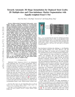 Towards Automatic 3D Shape Instantiation for Deployed Stent Grafts: 2D
  Multiple-class and Class-imbalance Marker Segmentation with Equally-weighted
  Focal U-Net