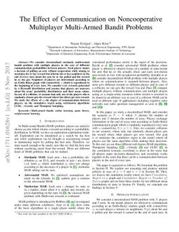 The Effect of Communication on Noncooperative Multiplayer Multi-Armed
  Bandit Problems