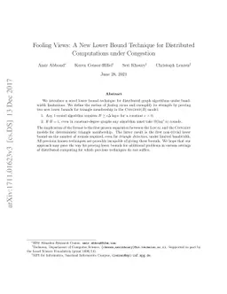 Fooling Views: A New Lower Bound Technique for Distributed Computations
  under Congestion