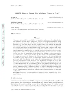 KGAN: How to Break The Minimax Game in GAN