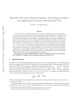 Model-free Nonconvex Matrix Completion: Local Minima Analysis and
  Applications in Memory-efficient Kernel PCA