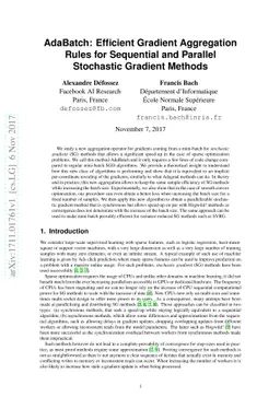 AdaBatch: Efficient Gradient Aggregation Rules for Sequential and
  Parallel Stochastic Gradient Methods