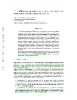 HyperNetworks with statistical filtering for defending adversarial
  examples