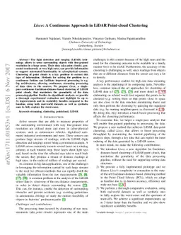 Lisco: A Continuous Approach in LiDAR Point-cloud Clustering