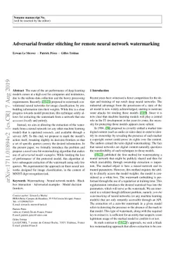 Adversarial Frontier Stitching for Remote Neural Network Watermarking