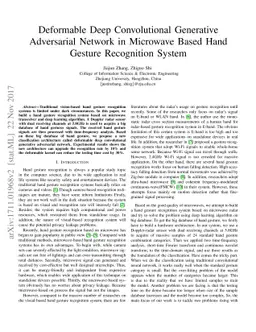Deformable Deep Convolutional Generative Adversarial Network in
  Microwave Based Hand Gesture Recognition System