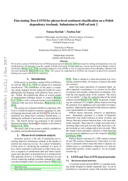 Fine-tuning Tree-LSTM for phrase-level sentiment classification on a
  Polish dependency treebank. Submission to PolEval task 2