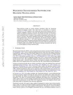 Weighted Transformer Network for Machine Translation