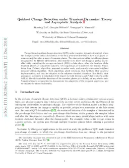 Quickest Change Detection under Transient Dynamics: Theory and
  Asymptotic Analysis