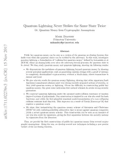 Quantum Lightning Never Strikes the Same State Twice