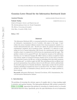 Gaussian Lower Bound for the Information Bottleneck Limit