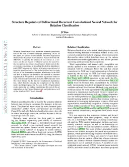 Structure Regularized Bidirectional Recurrent Convolutional Neural
  Network for Relation Classification