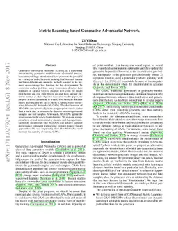 Metric Learning-based Generative Adversarial Network