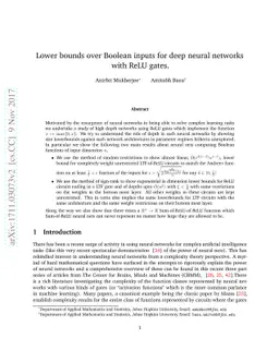 Lower bounds over Boolean inputs for deep neural networks with ReLU
  gates