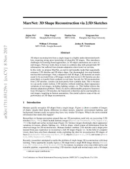MarrNet: 3D Shape Reconstruction via 2.5D Sketches