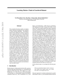 Learning Markov Chain in Unordered Dataset