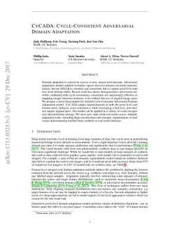 CyCADA: Cycle-Consistent Adversarial Domain Adaptation