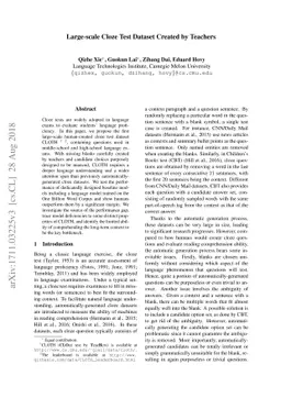 Large-scale Cloze Test Dataset Created by Teachers