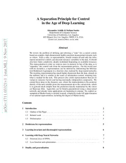 A Separation Principle for Control in the Age of Deep Learning