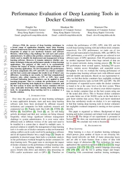 Performance Evaluation of Deep Learning Tools in Docker Containers