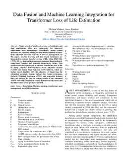 Data Fusion and Machine Learning Integration for Transformer Loss of
  Life Estimation