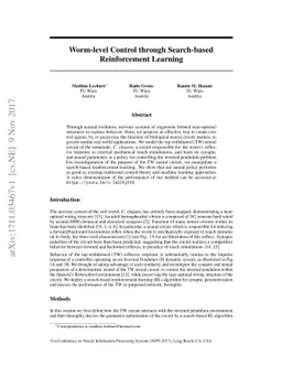 Worm-level Control through Search-based Reinforcement Learning