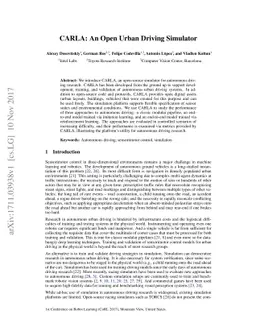 CARLA: An Open Urban Driving Simulator