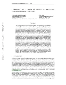 Learning to cluster in order to transfer across domains and tasks