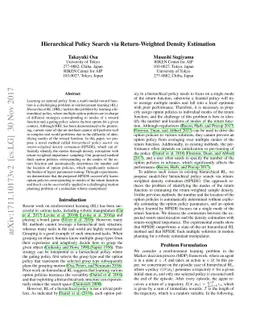 Hierarchical Policy Search via Return-Weighted Density Estimation