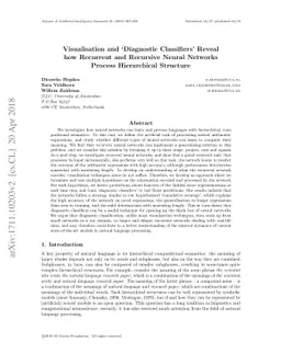 Visualisation and 'diagnostic classifiers' reveal how recurrent and
  recursive neural networks process hierarchical structure