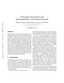 3D Semantic Segmentation with Submanifold Sparse Convolutional Networks