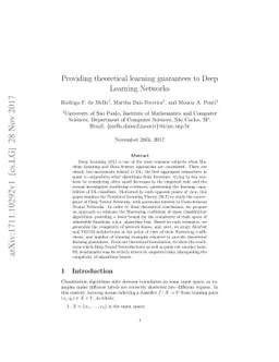 Providing theoretical learning guarantees to Deep Learning Networks