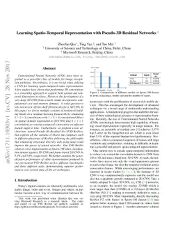 Learning Spatio-Temporal Representation with Pseudo-3D Residual Networks