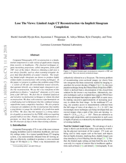 Lose The Views: Limited Angle CT Reconstruction via Implicit Sinogram
  Completion