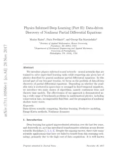 Physics Informed Deep Learning (Part II): Data-driven Discovery of
  Nonlinear Partial Differential Equations