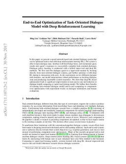 End-to-End Optimization of Task-Oriented Dialogue Model with Deep
  Reinforcement Learning
