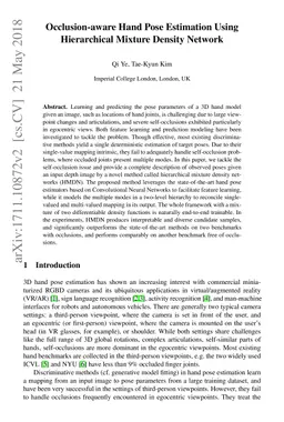 Occlusion-aware Hand Pose Estimation Using Hierarchical Mixture Density
  Network