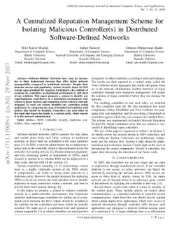 A Centralized Reputation Management Scheme for Isolating Malicious
  Controller(s) in Distributed Software-Defined Networks