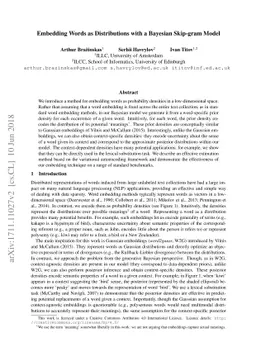 Embedding Words as Distributions with a Bayesian Skip-gram Model