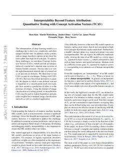 Interpretability Beyond Feature Attribution: Quantitative Testing with
  Concept Activation Vectors (TCAV)