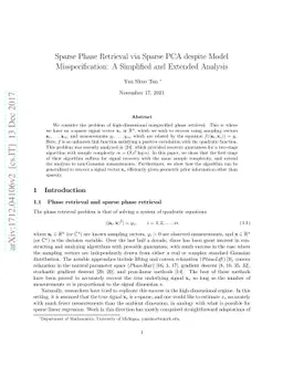 Sparse Phase Retrieval via Sparse PCA Despite Model Misspecification: A
  Simplified and Extended Analysis
